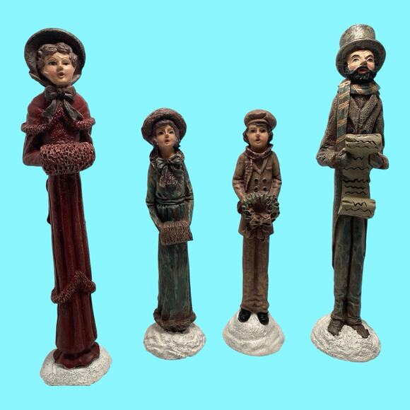 Set Of 4 Windsor Family Christmas Carolers Figurines Mother Father Kids - Picture 1 of 8